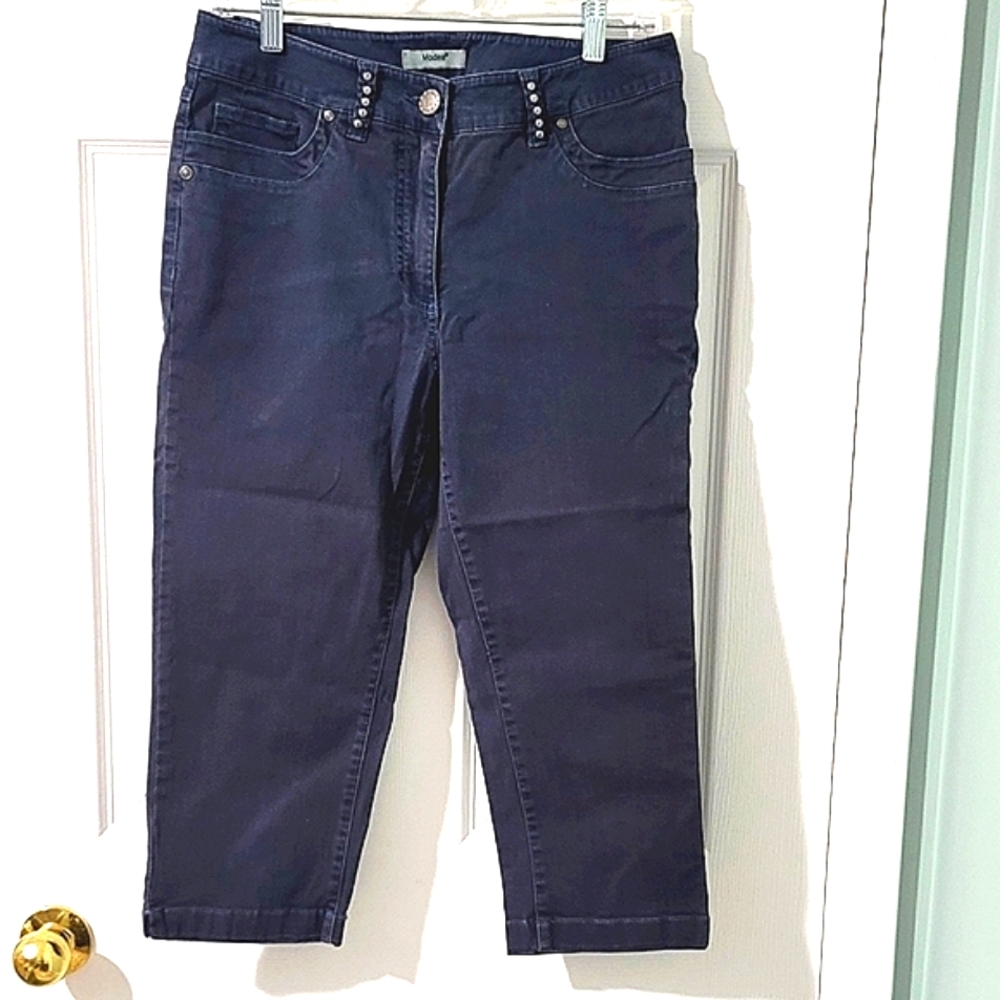 Modea Collection Women's Denim Crop Studded Jeans Size 38